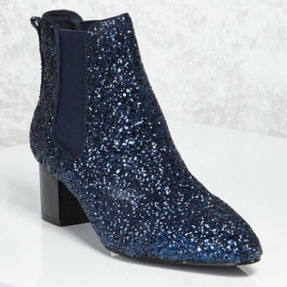 blue glitter boots